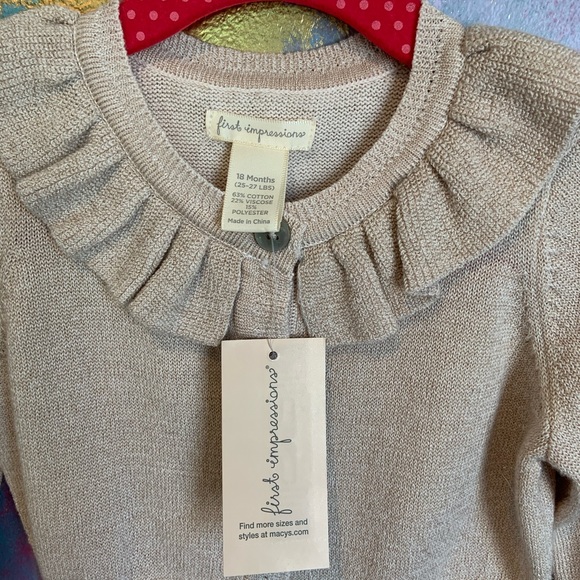 Cream First Impressions Baby Girl Cardigan - Picture 3 of 4